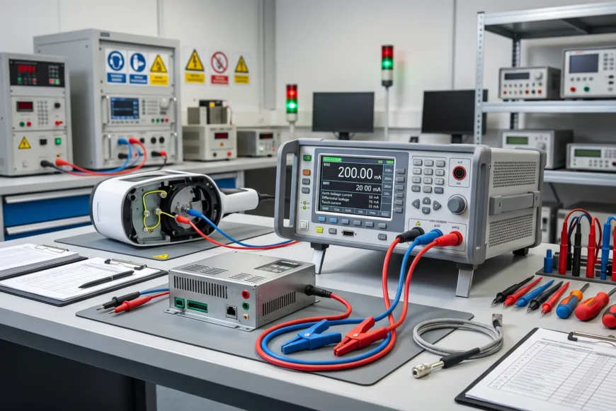 Elektriksel güvenlik test cihazı ile PE, diferansiyel ve dokunma kaçak akımı ölçümü