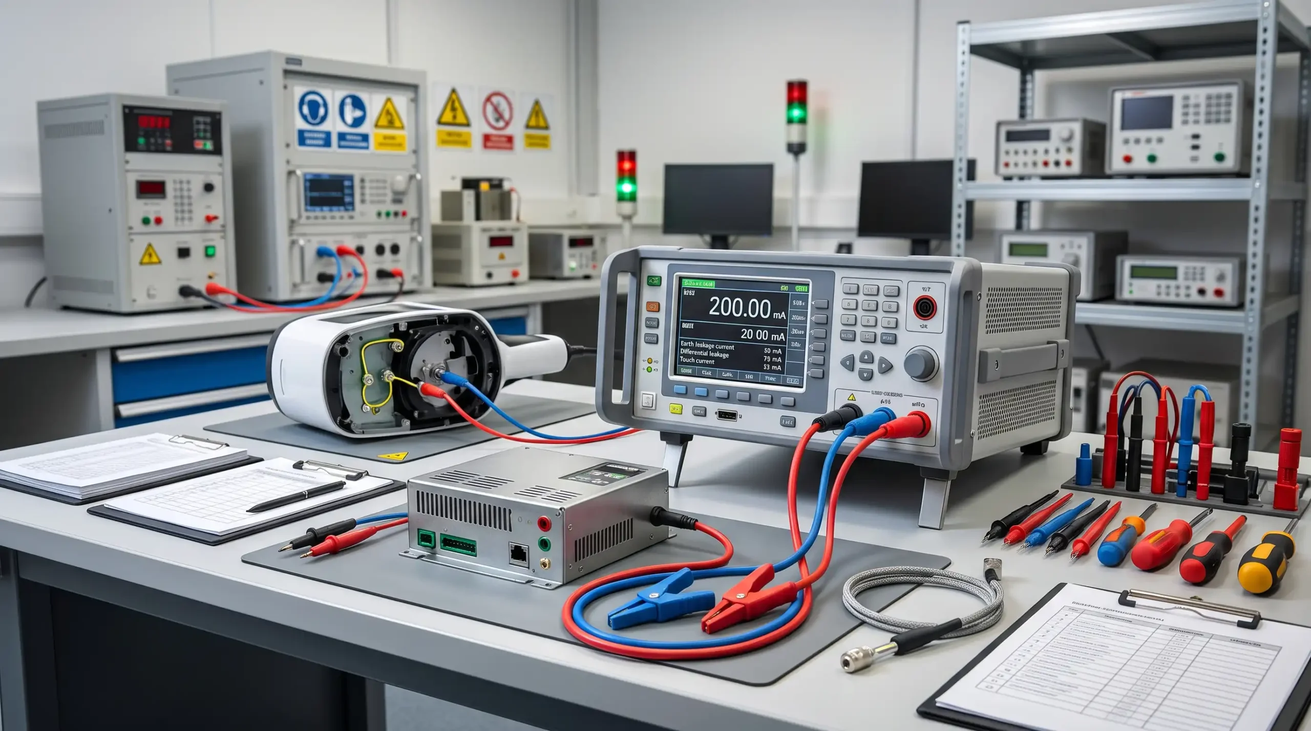 Elektriksel güvenlik test cihazı ile PE, diferansiyel ve dokunma kaçak akımı ölçümü