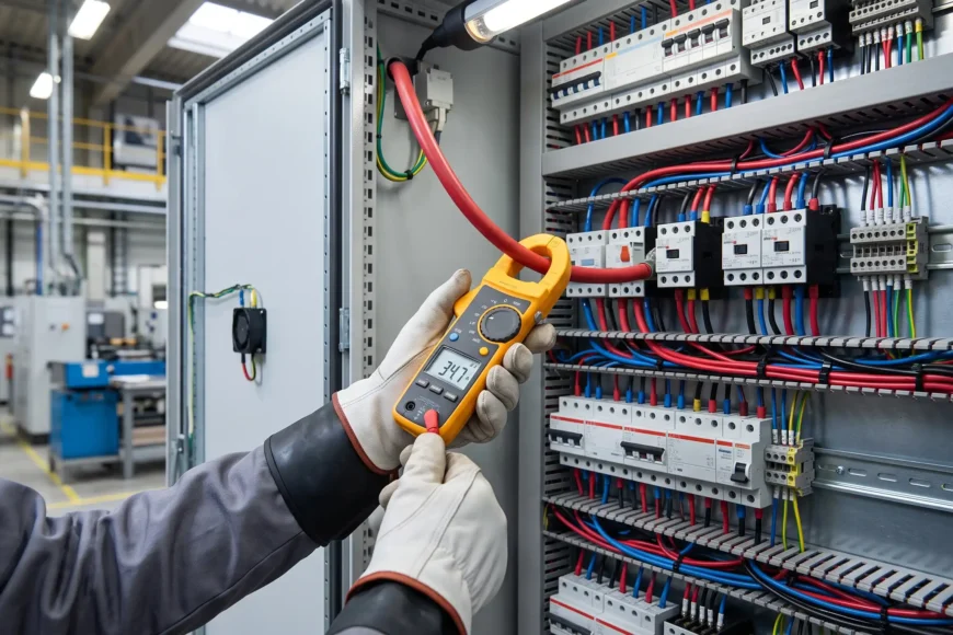 Pensampermetre ile elektrik panosunda akım ölçümü