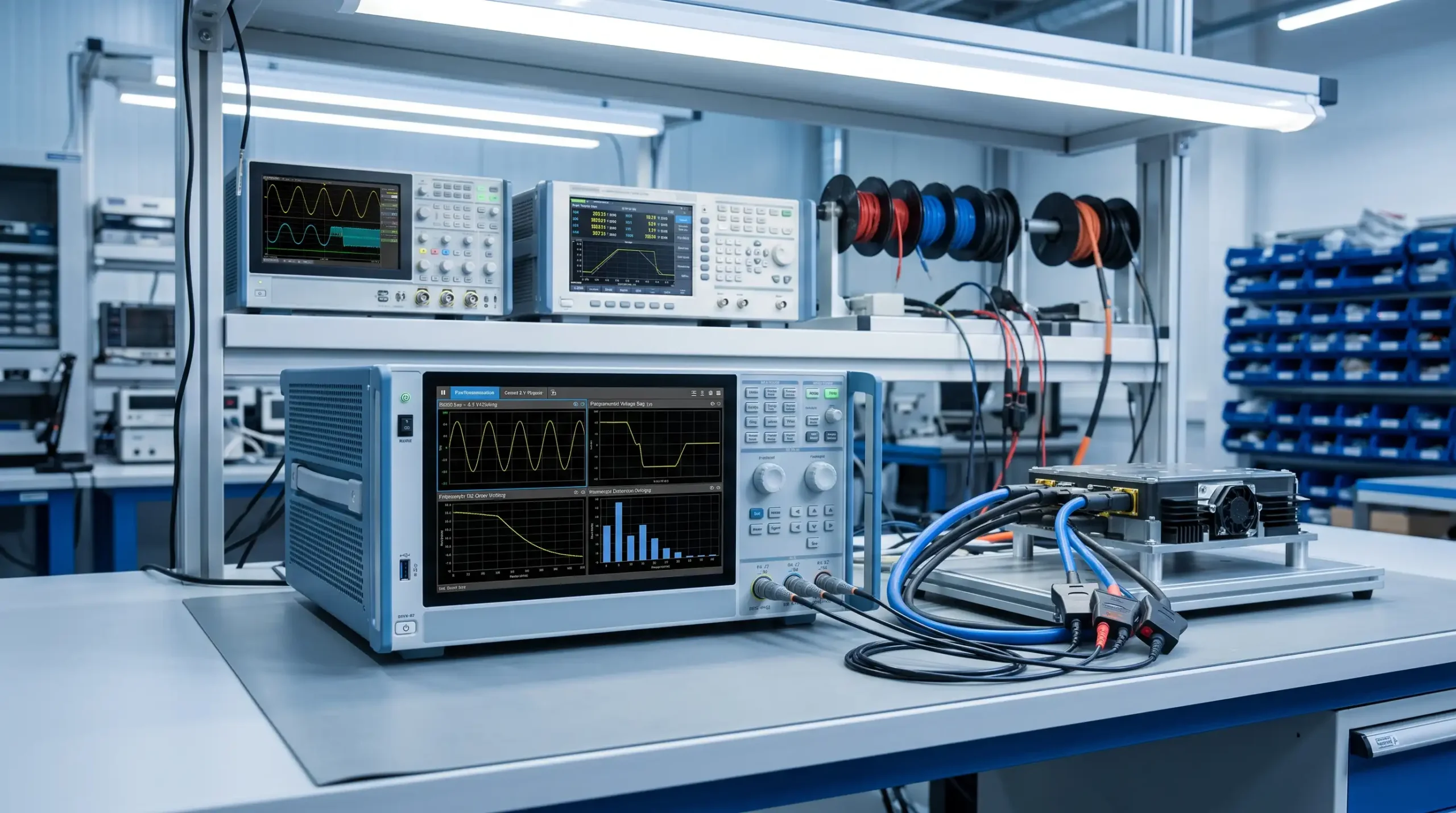 Programlanabilir AC güç kaynağı ile elektronik cihaz ve şebeke koşulları testi